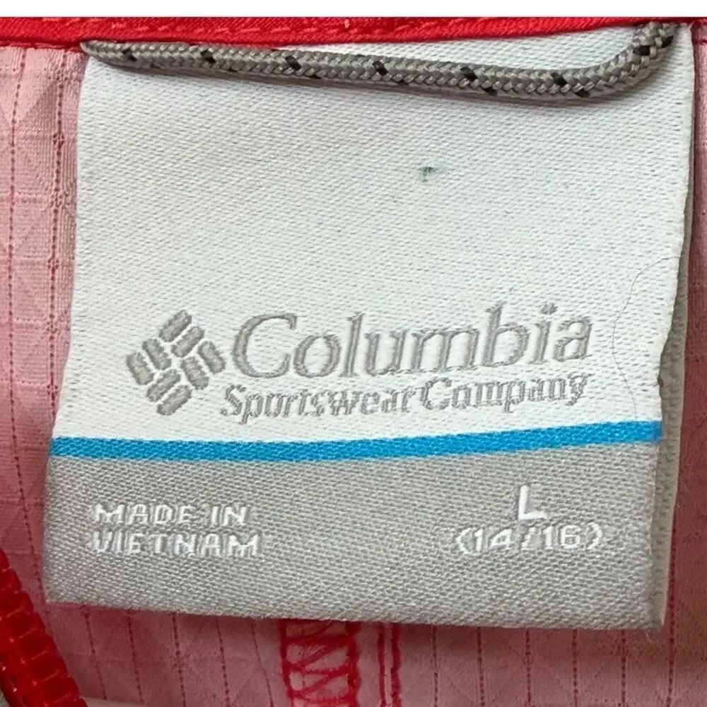 Columbia Jacket Girls Size L 14/16 Rain Zilla Pink Orange Colorblock Windbreaker